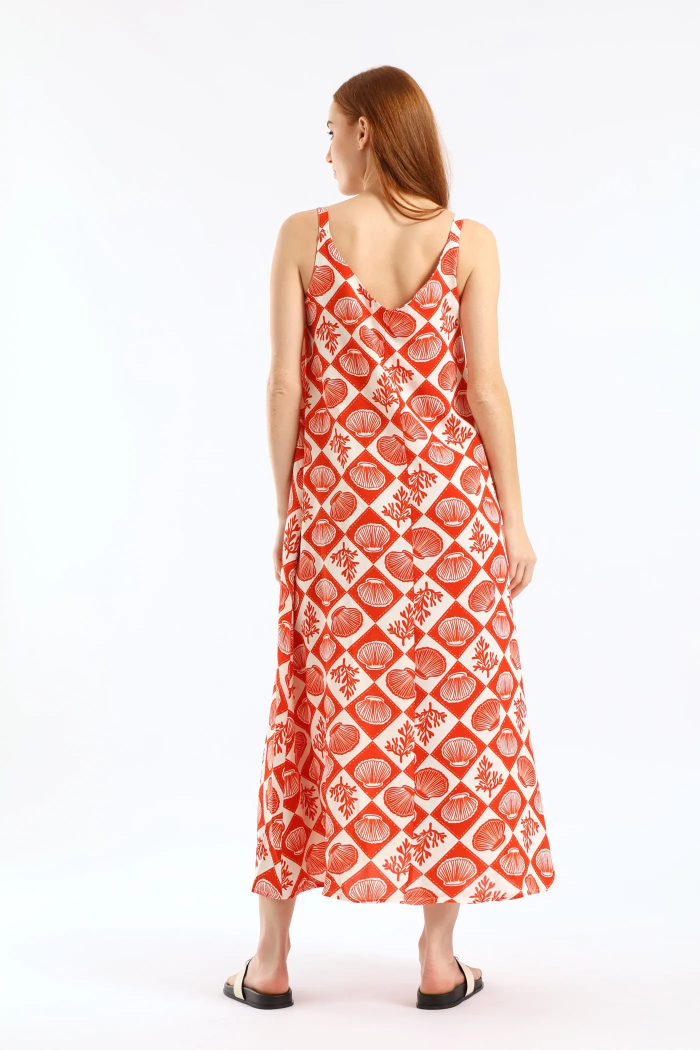 V-Neck Flare Slip Midi Dress - White/Orange sold by Edgars product image thumbnail 2