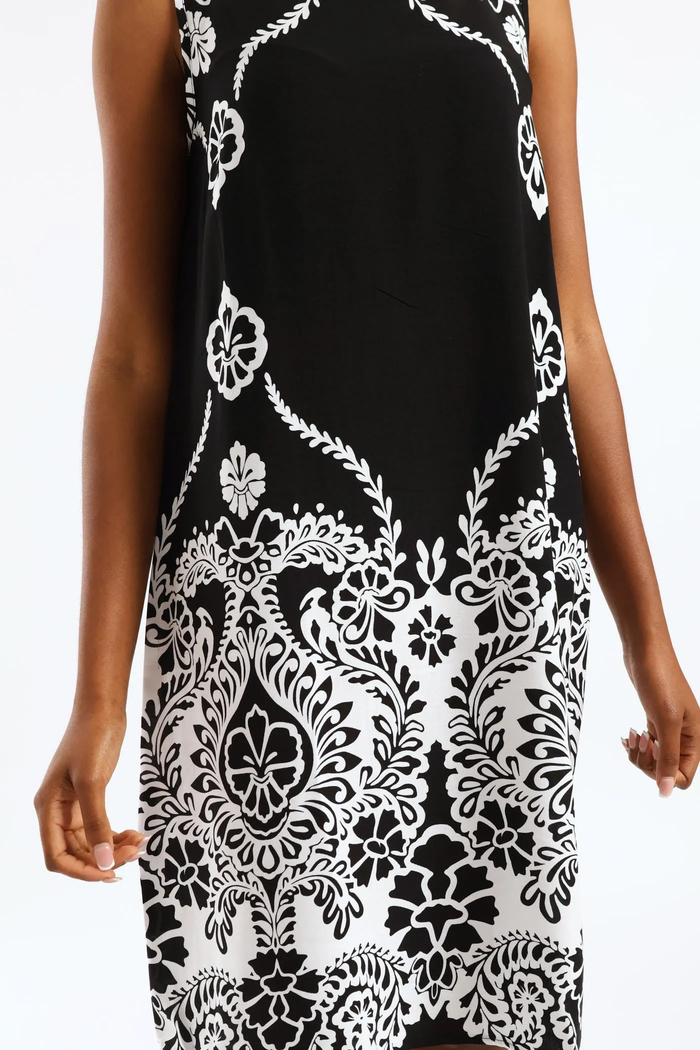 Border Print Detail Printed Shift Dress - Black/White sold by Edgars product image thumbnail 5