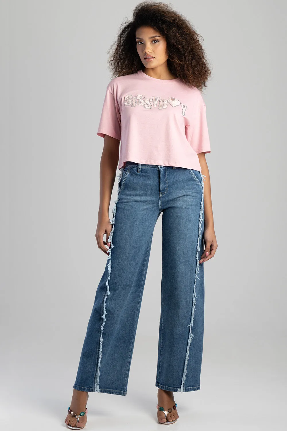Call Me Yours Textured Bling Logo Boxy Top - Pink sold by Edgars product image thumbnail 5