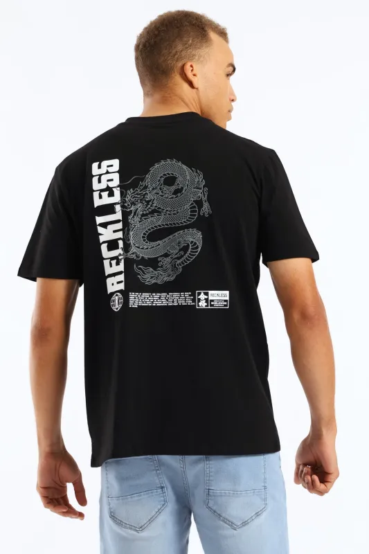 Dragon Front & Back Print Tee - Black sold by Edgars