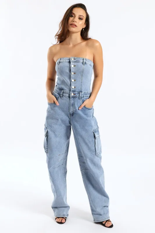 Tube Jumpsuit - Mid Denim sold by Edgars