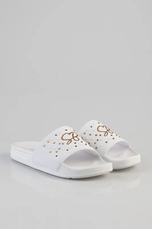 Paula Embroidered Slide - White sold by Edgars