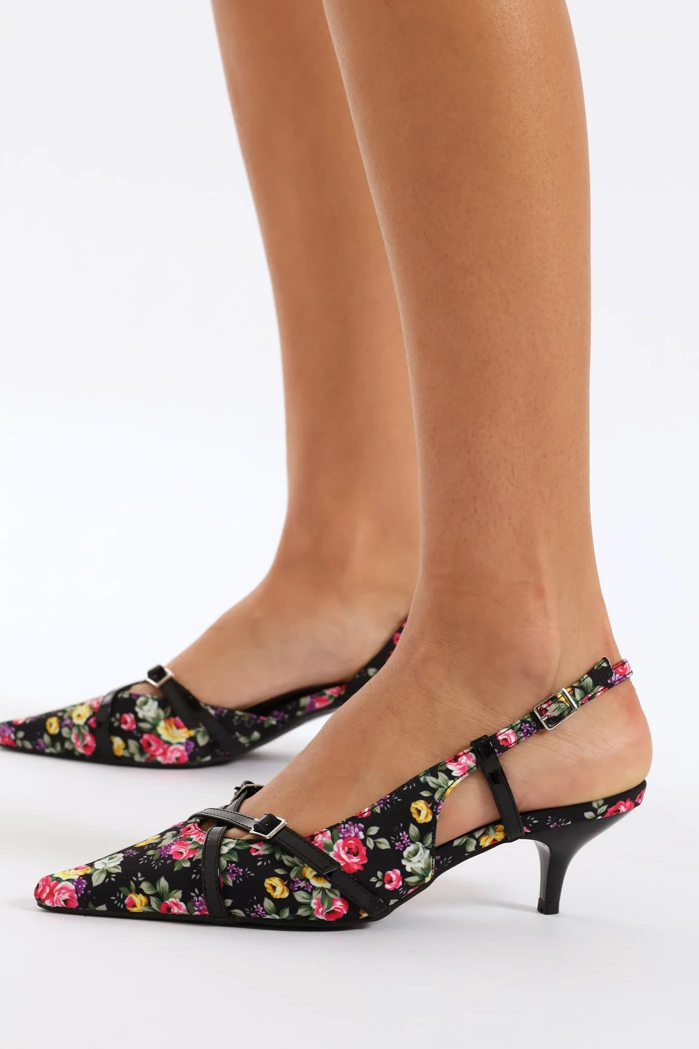 Pointed Toe Floral Slingback Heel - Black sold by Edgars product image thumbnail 2