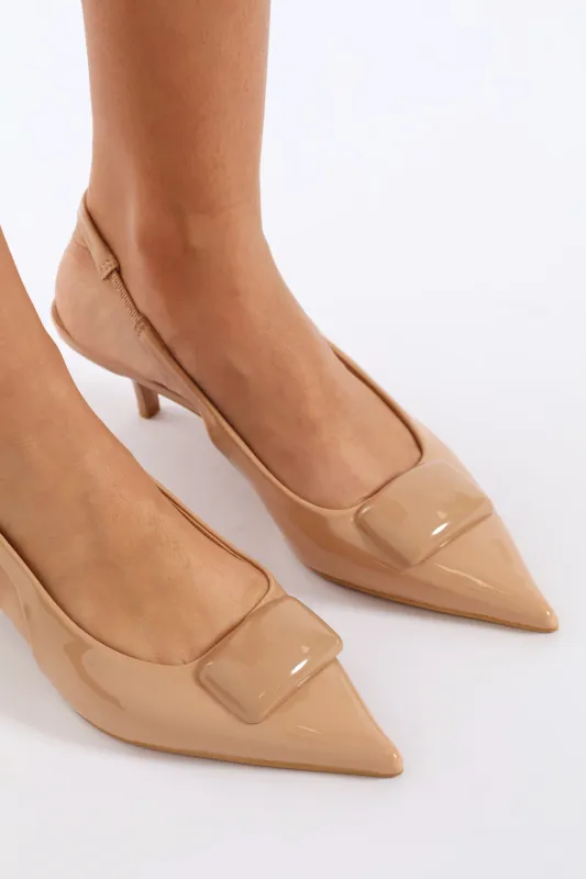 Dome Self Colour Trim Slingback Heel - Natural made by Edgars