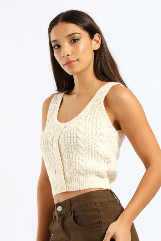 Sleeveless Cropped Sweater Top - White sold by Edgars