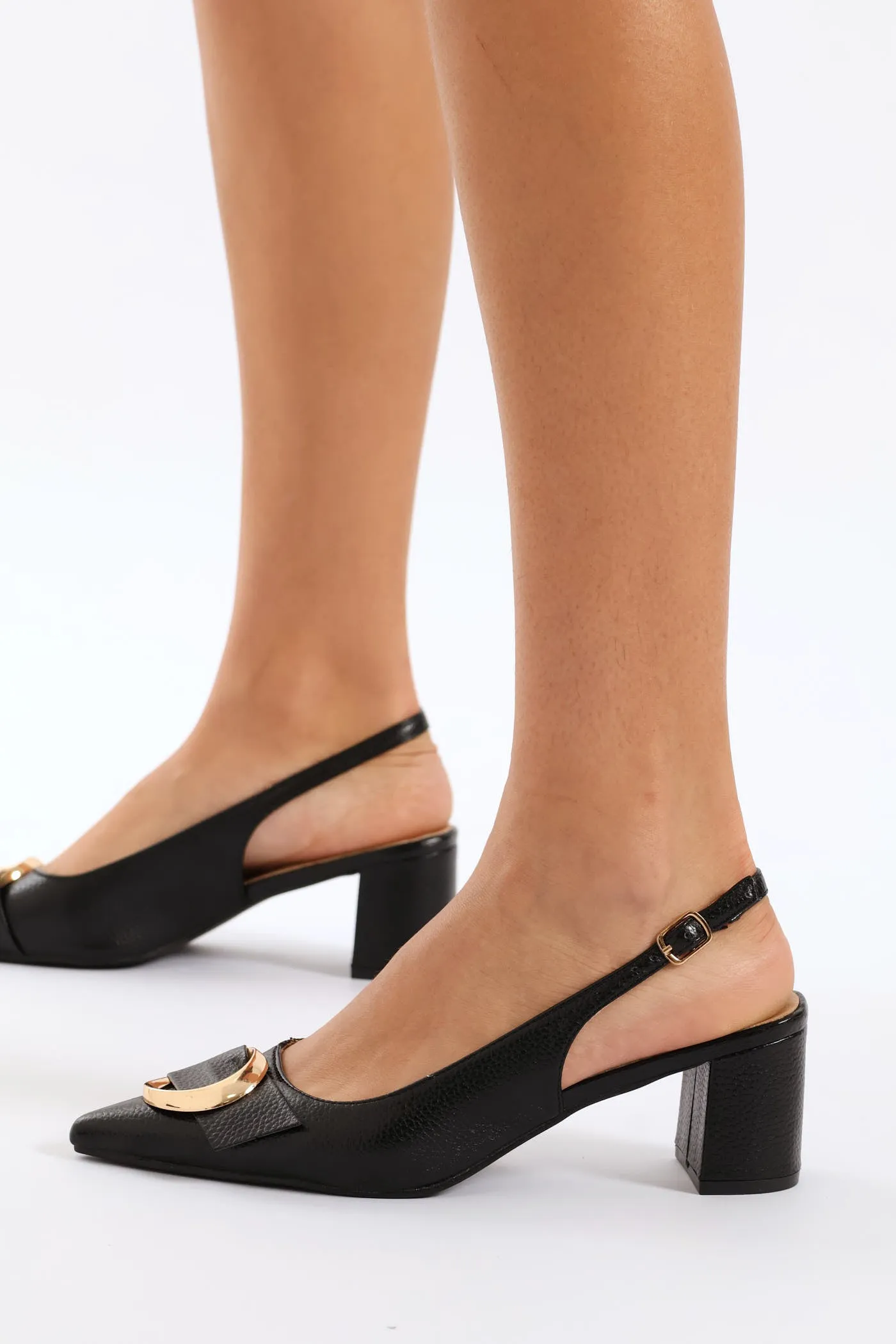 Circle Trim Slingback Heel - Black sold by Edgars product image thumbnail 3