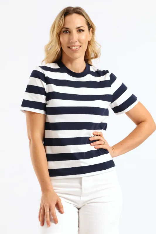 Bold Stripe Boxy Tee - Navy/White sold by Edgars