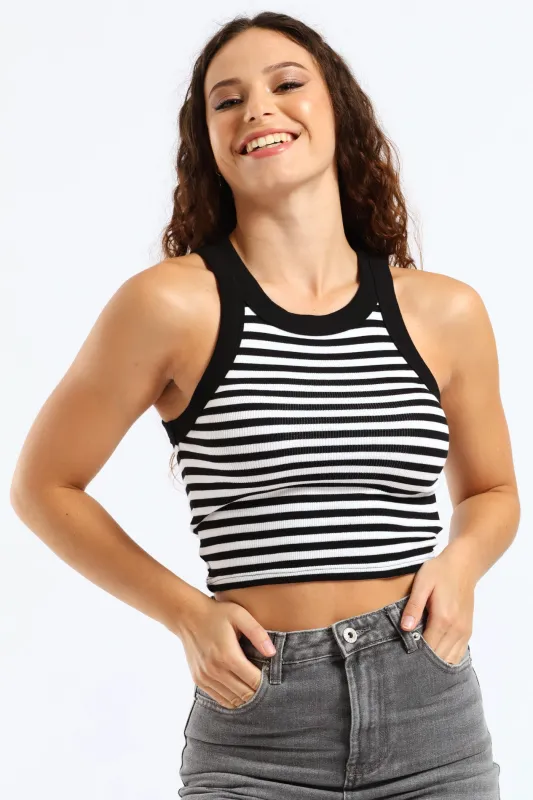 Yarn Dye Stripe Rib Tank - Black/White sold by Edgars