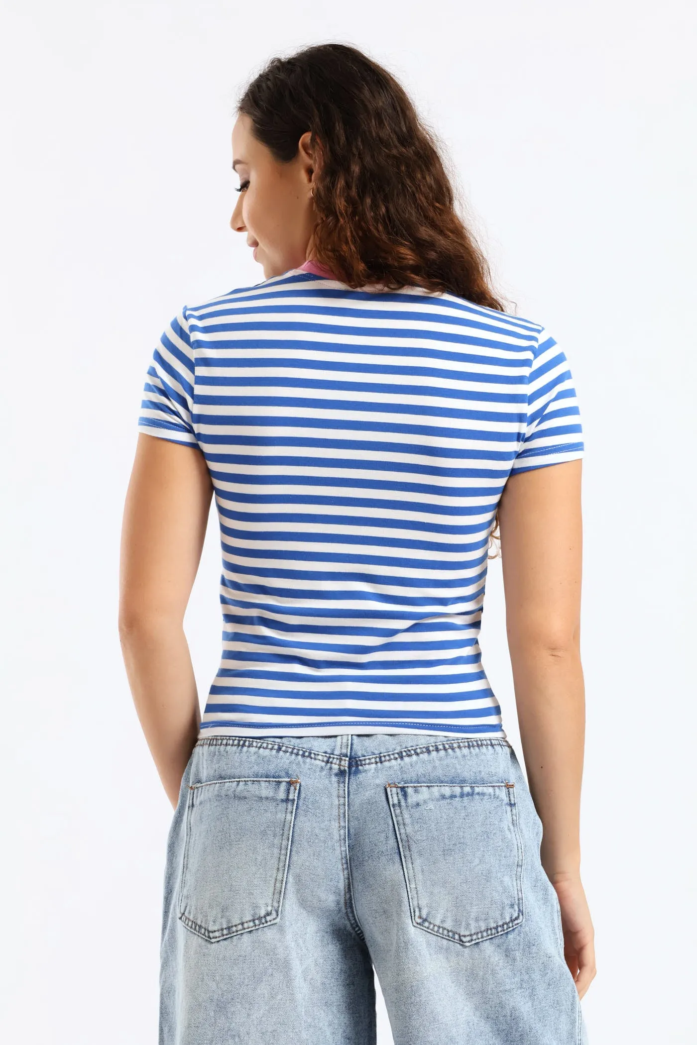 Contrast Neckline Stripe Tee - Blue sold by Edgars product image thumbnail 2