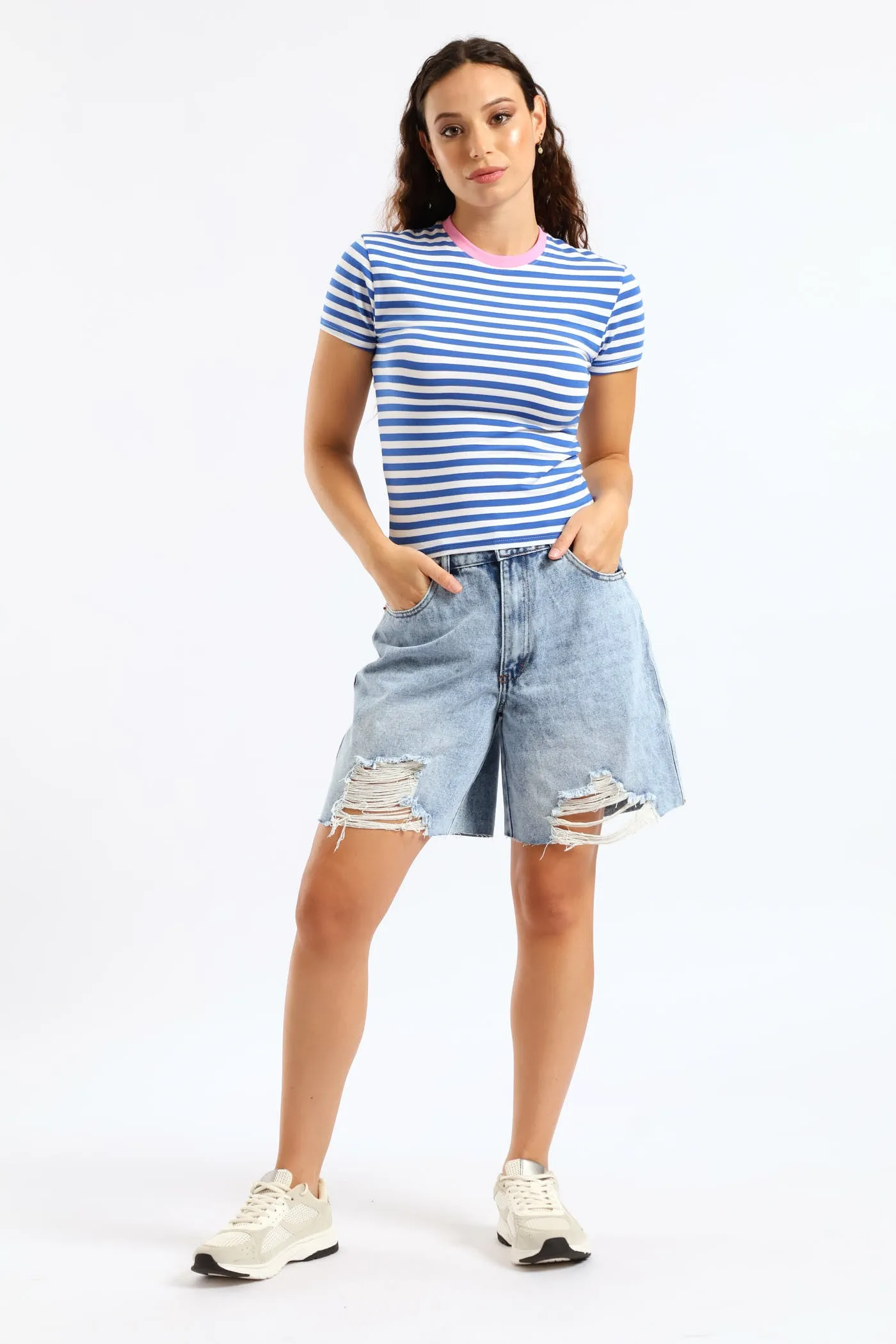 Contrast Neckline Stripe Tee - Blue sold by Edgars product image thumbnail 4