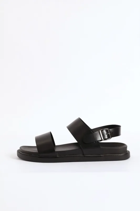 Double Band Comfort Sandal With Backstrap - Black sold by Edgars