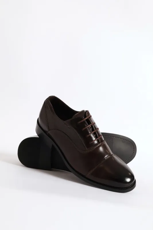 Lace Up Almond Toe Oxford Shoe - Chocolate sold by Edgars