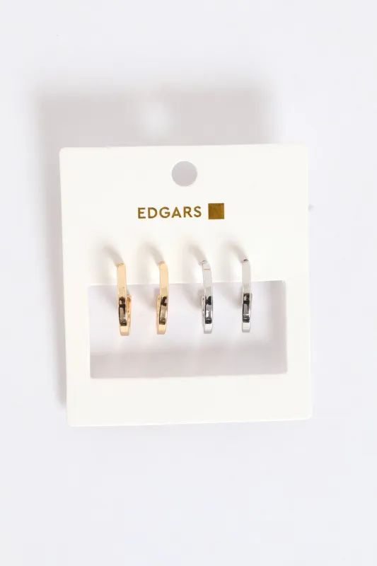 2 Pack Gold & Silver Hoop Earrings - Gold/Silver sold by Edgars