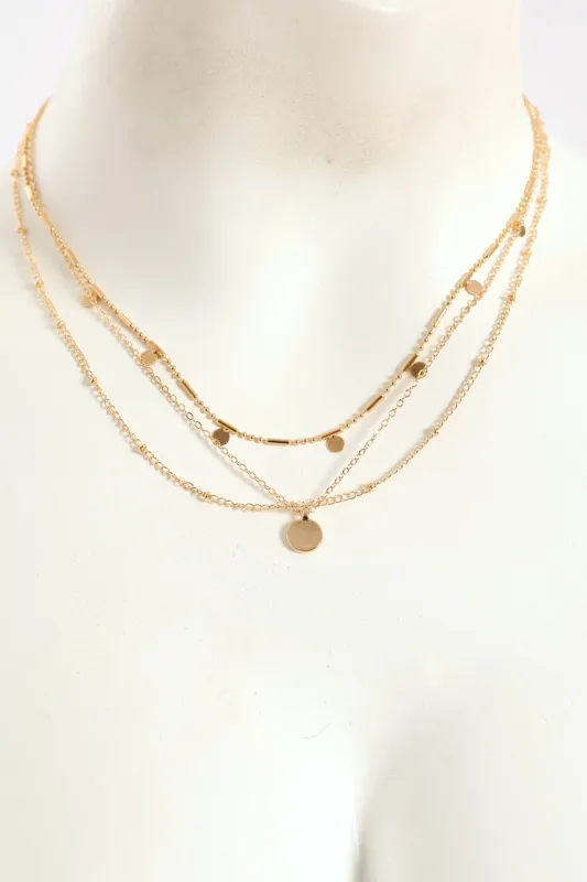 3 Layer Small Disc Necklace - Gold sold by Edgars