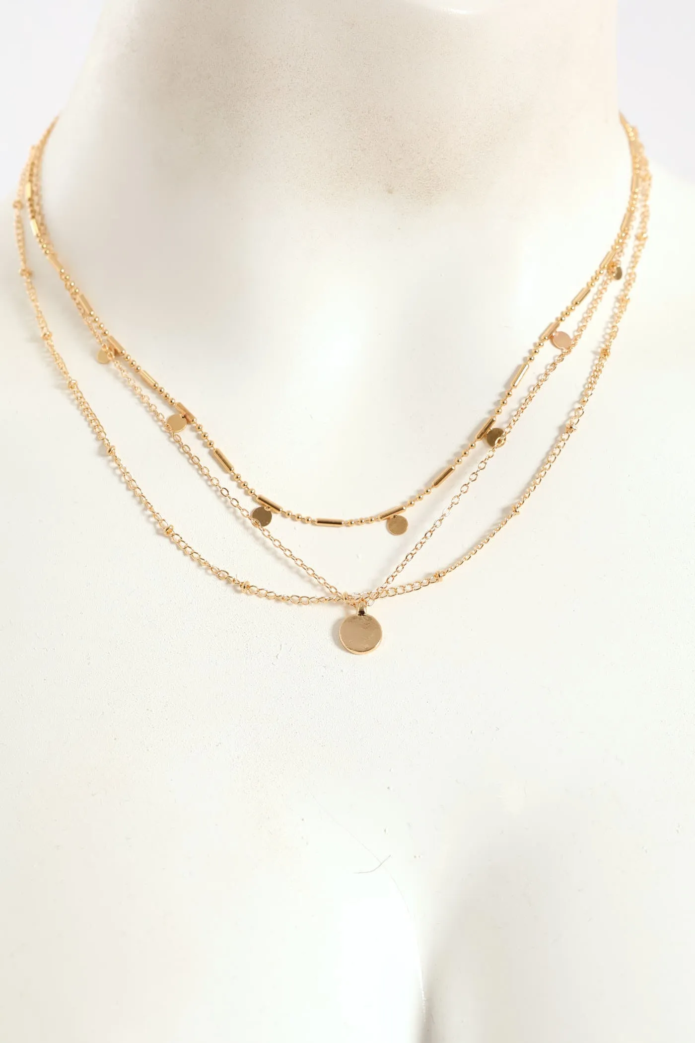 3 Layer Small Disc Necklace - Gold sold by Edgars