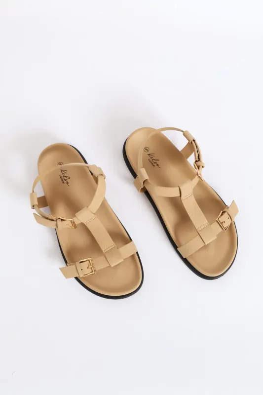T-Bar Sandal On Comfort Slide Outsole - Stone sold by Edgars