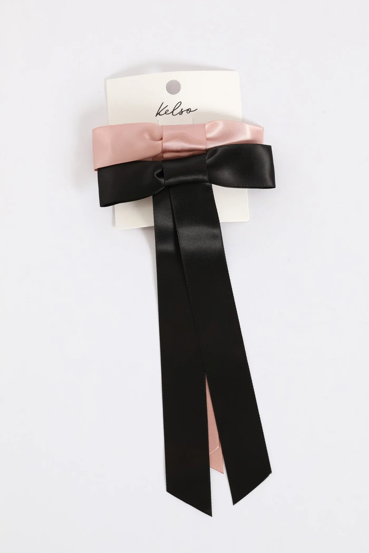 2 Pack Satin Bow - Blush/Black sold by Edgars