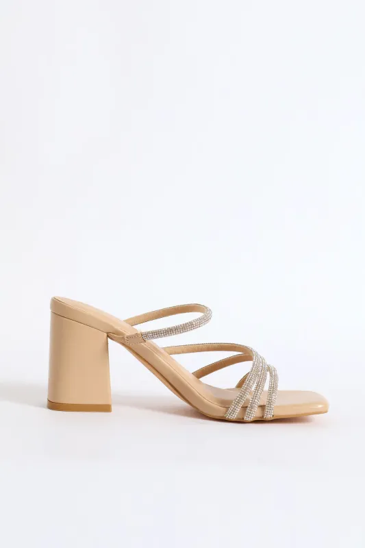 Open Toe Single Sole Block Heel - Nude sold by Edgars