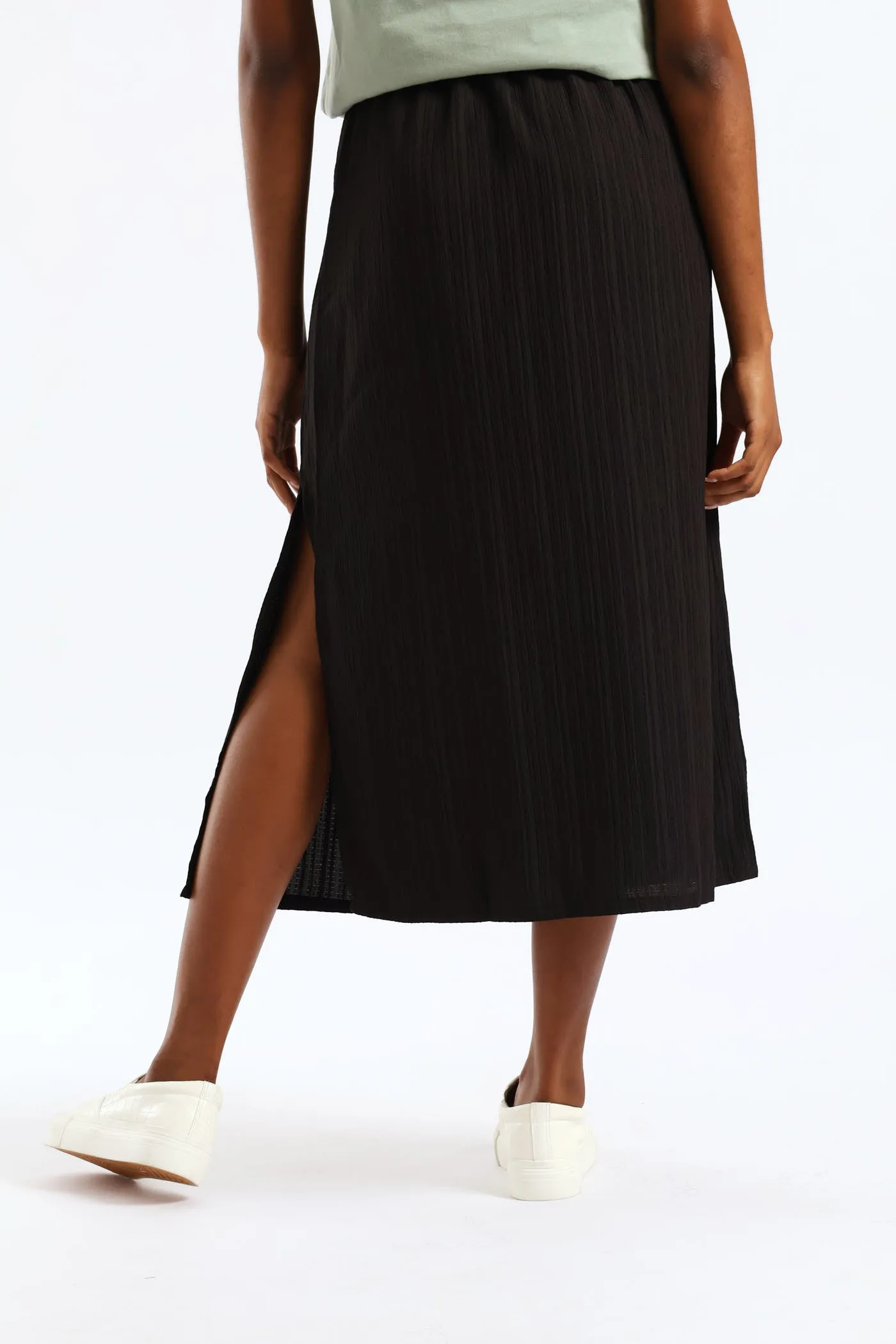 Beaded Ties Crinkle Pull-On Midi Skirt - Black sold by Edgars product image thumbnail 4