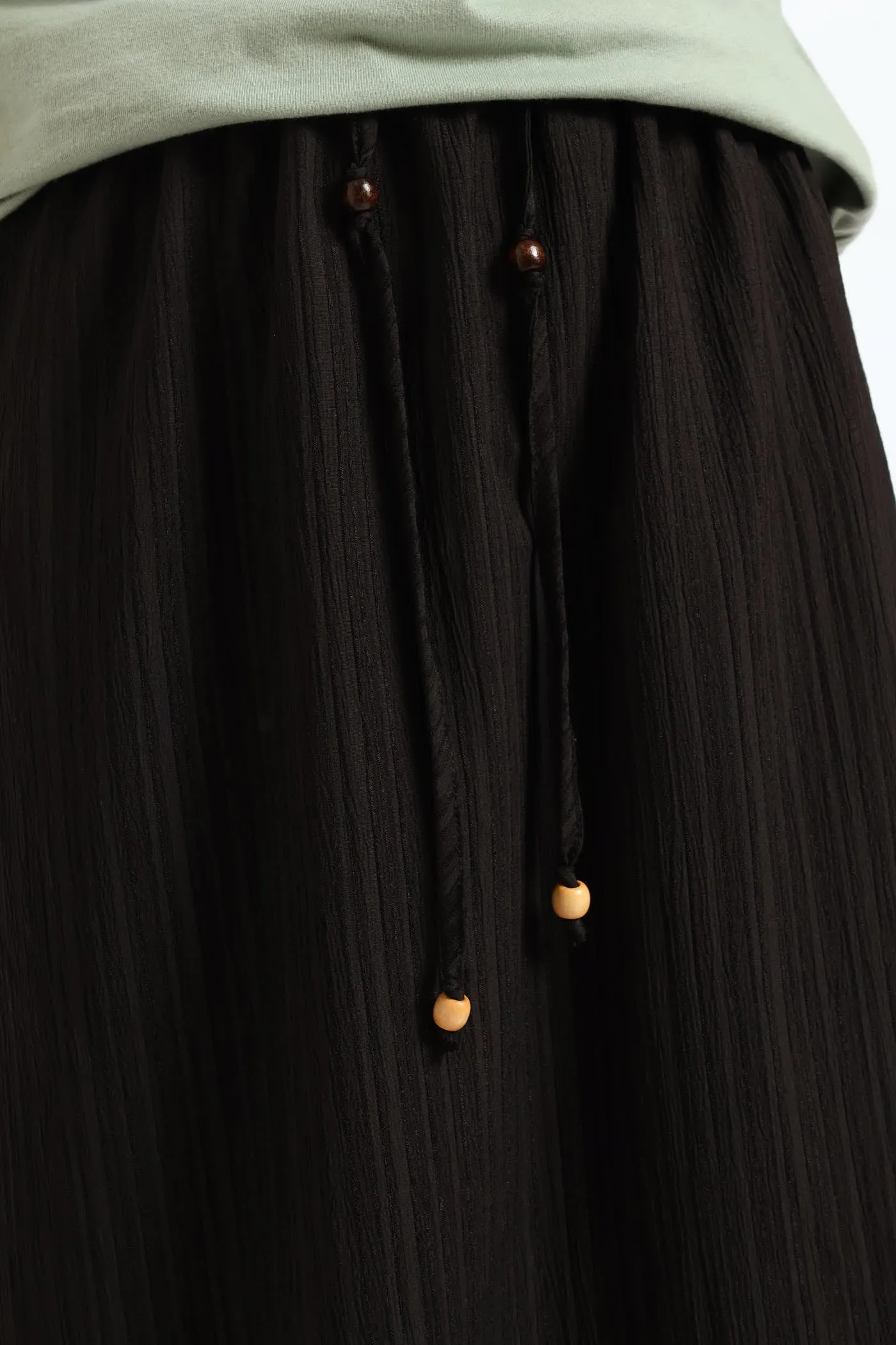 Beaded Ties Crinkle Pull-On Midi Skirt - Black sold by Edgars product image thumbnail 5