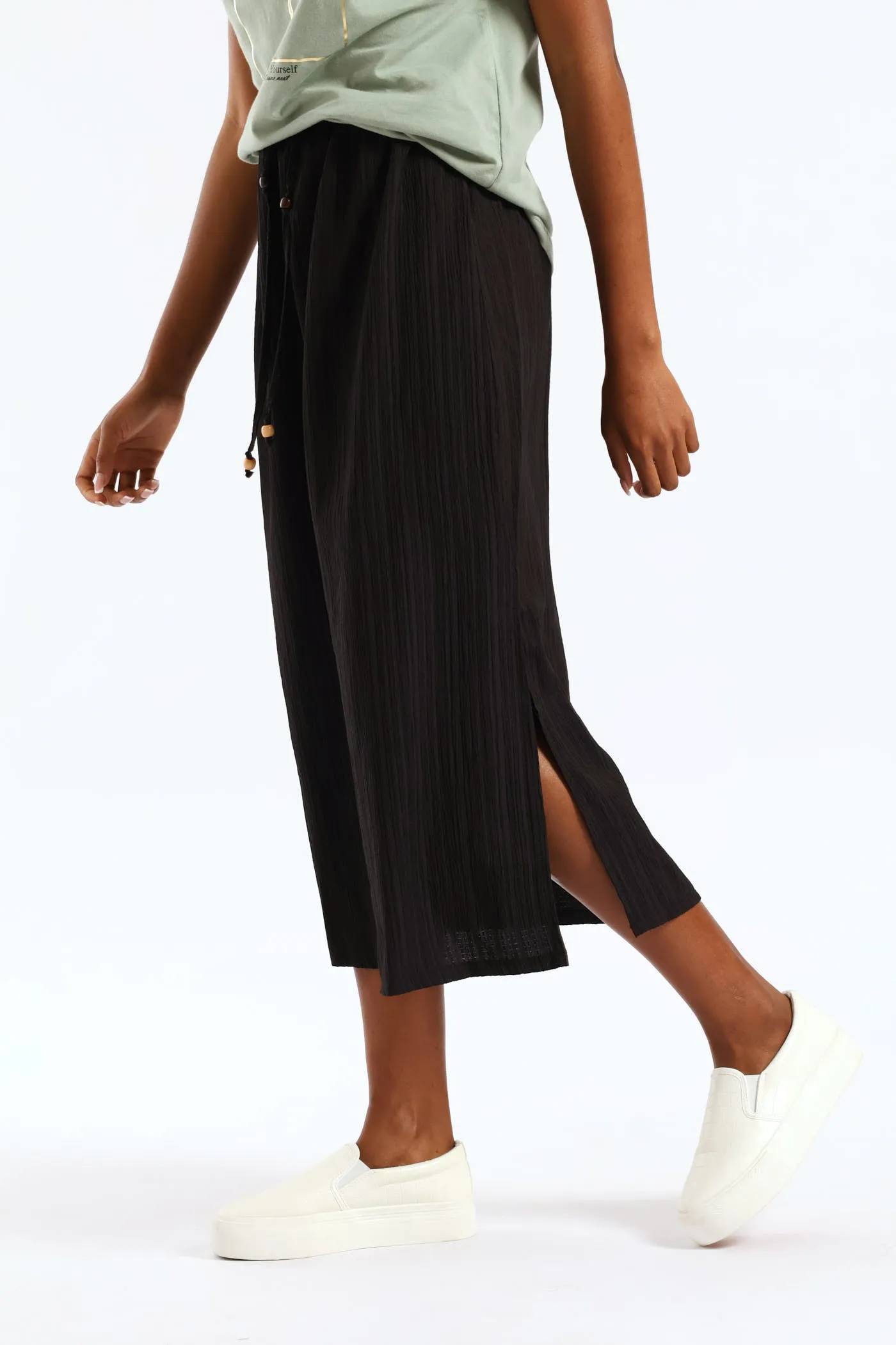 Beaded Ties Crinkle Pull-On Midi Skirt - Black sold by Edgars product image thumbnail 3