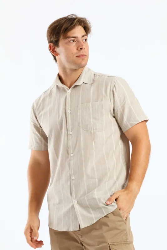 Stripe Surf Interest Regular Shirt - Stone sold by Edgars