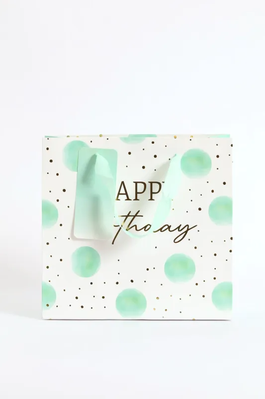 Happy Birthday Dot Gift Bag - Mint sold by Edgars
