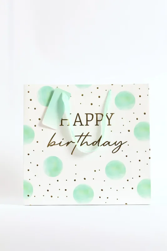 Happy Birthday Dots Gift Bag - Mint sold by Edgars