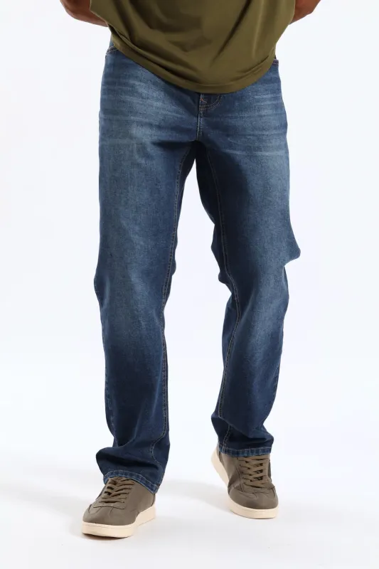 Blasted Straight Denim - Mid Wash sold by Edgars