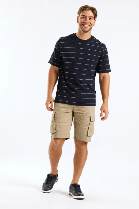 Thin Stripe Tee - Navy sold by Edgars