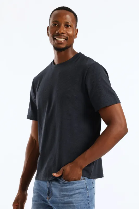 Jacquard Pineapple Tee - Navy sold by Edgars