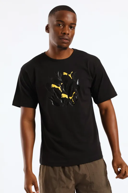 Graphic Relaxed Leaf Tee - Black sold by Edgars