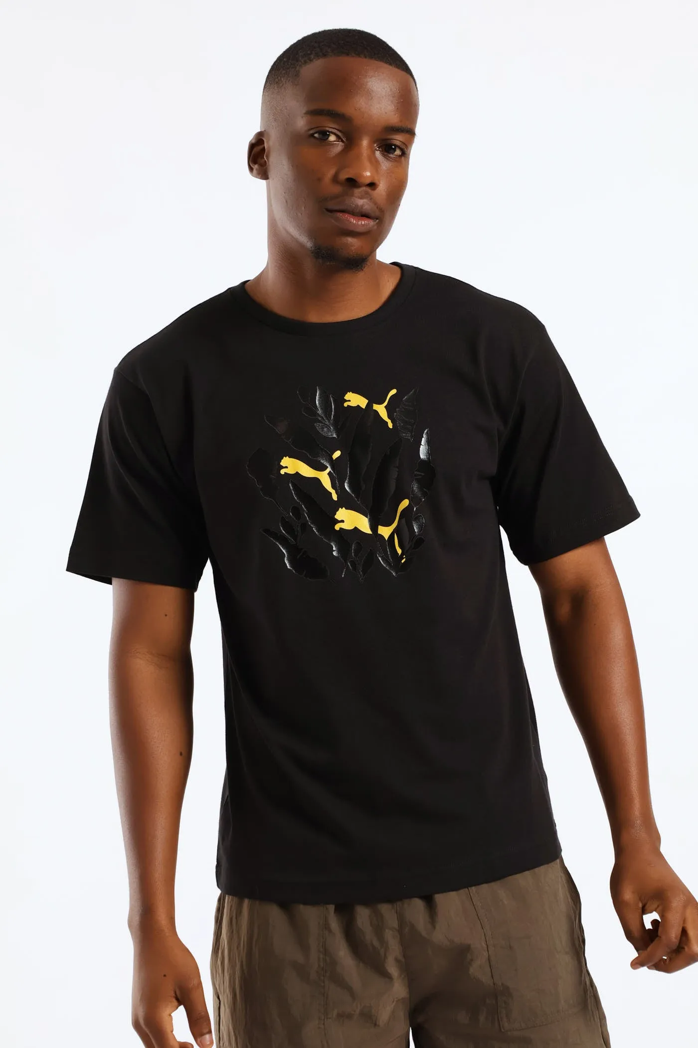 Graphic Relaxed Leaf Tee - Black sold by Edgars