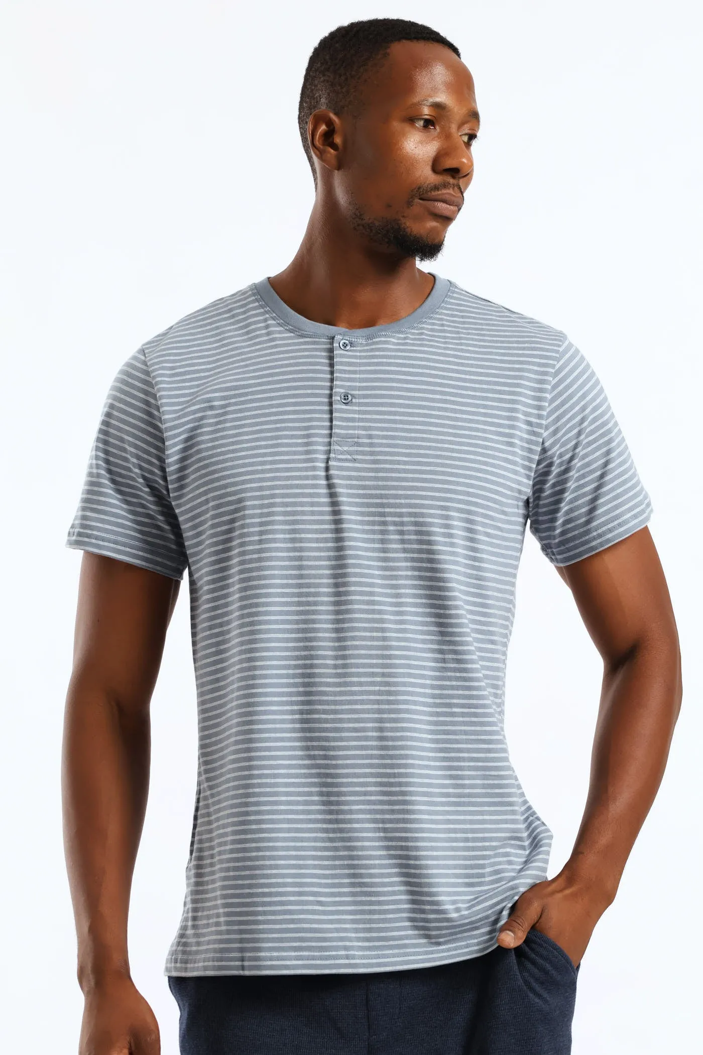 Feather Stripe Henley Top - Cream/Blue sold by Edgars product image thumbnail 3