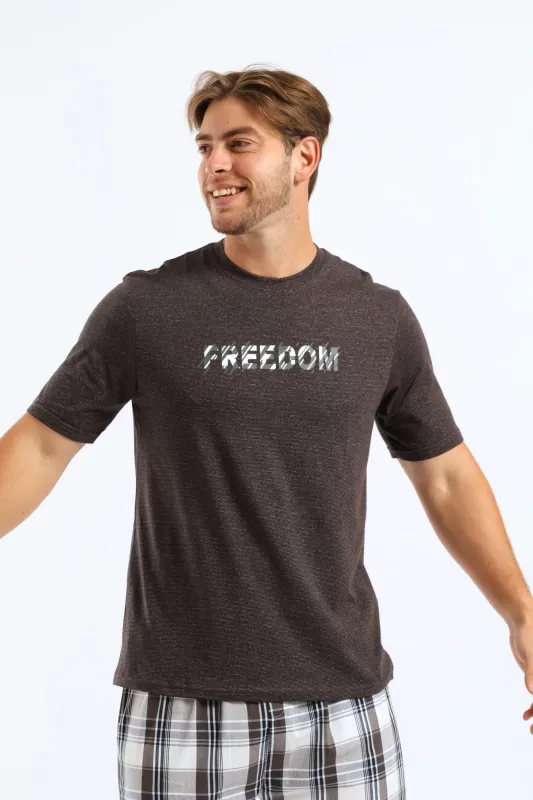 "Freedom" Pyjama Tee - Charcoal sold by Edgars