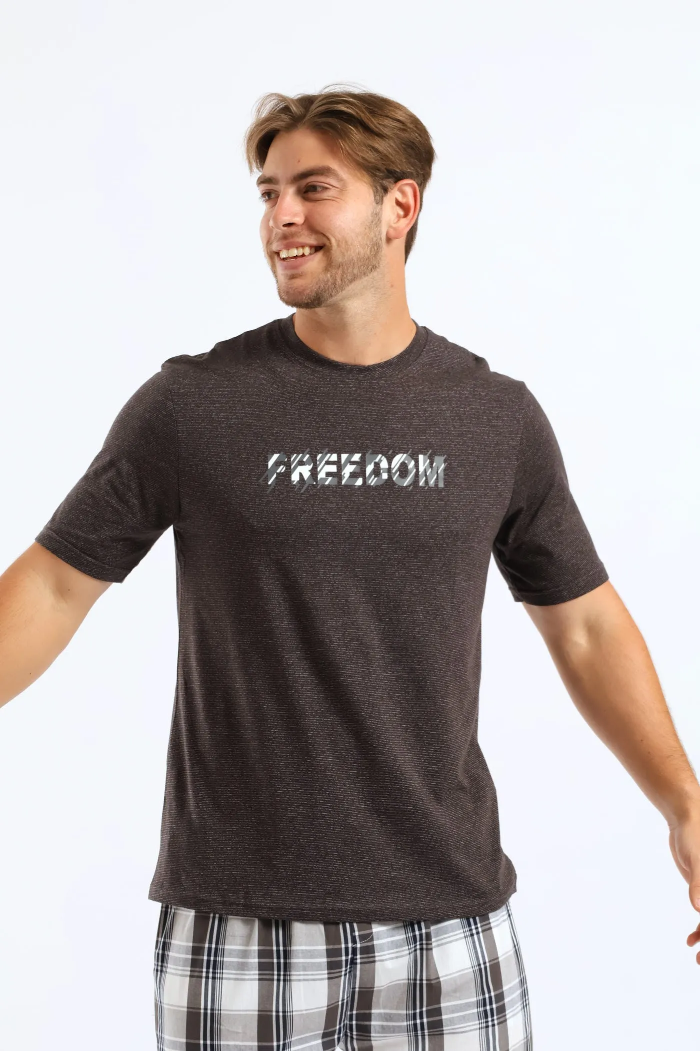 "Freedom" Pyjama Tee - Charcoal sold by Edgars