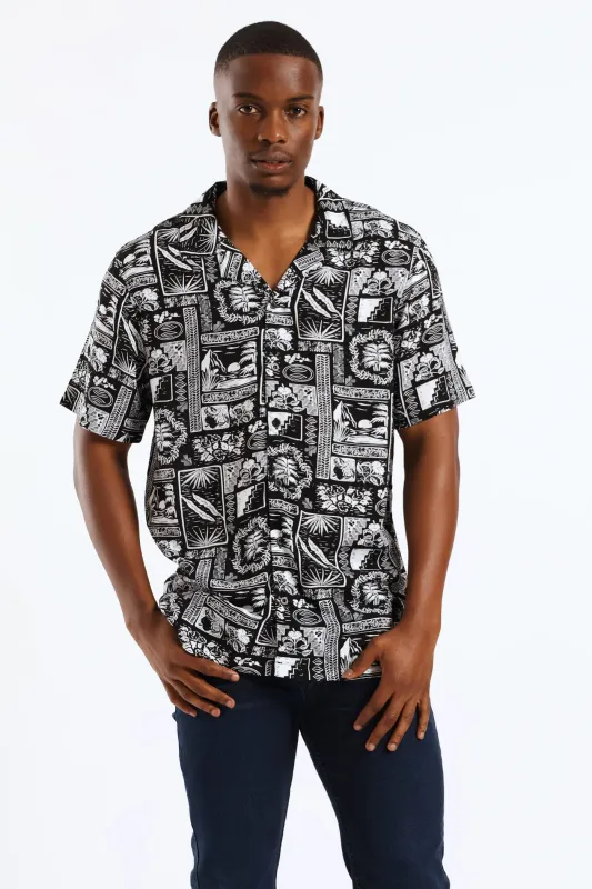Resort Viscose Shirts - Black/White sold by Edgars