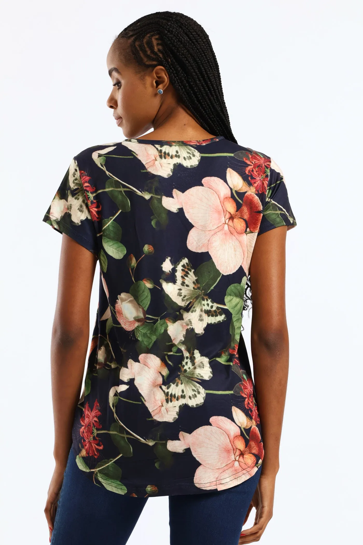 Floral Printed Pocket Tee - Navy sold by Edgars product image thumbnail 5