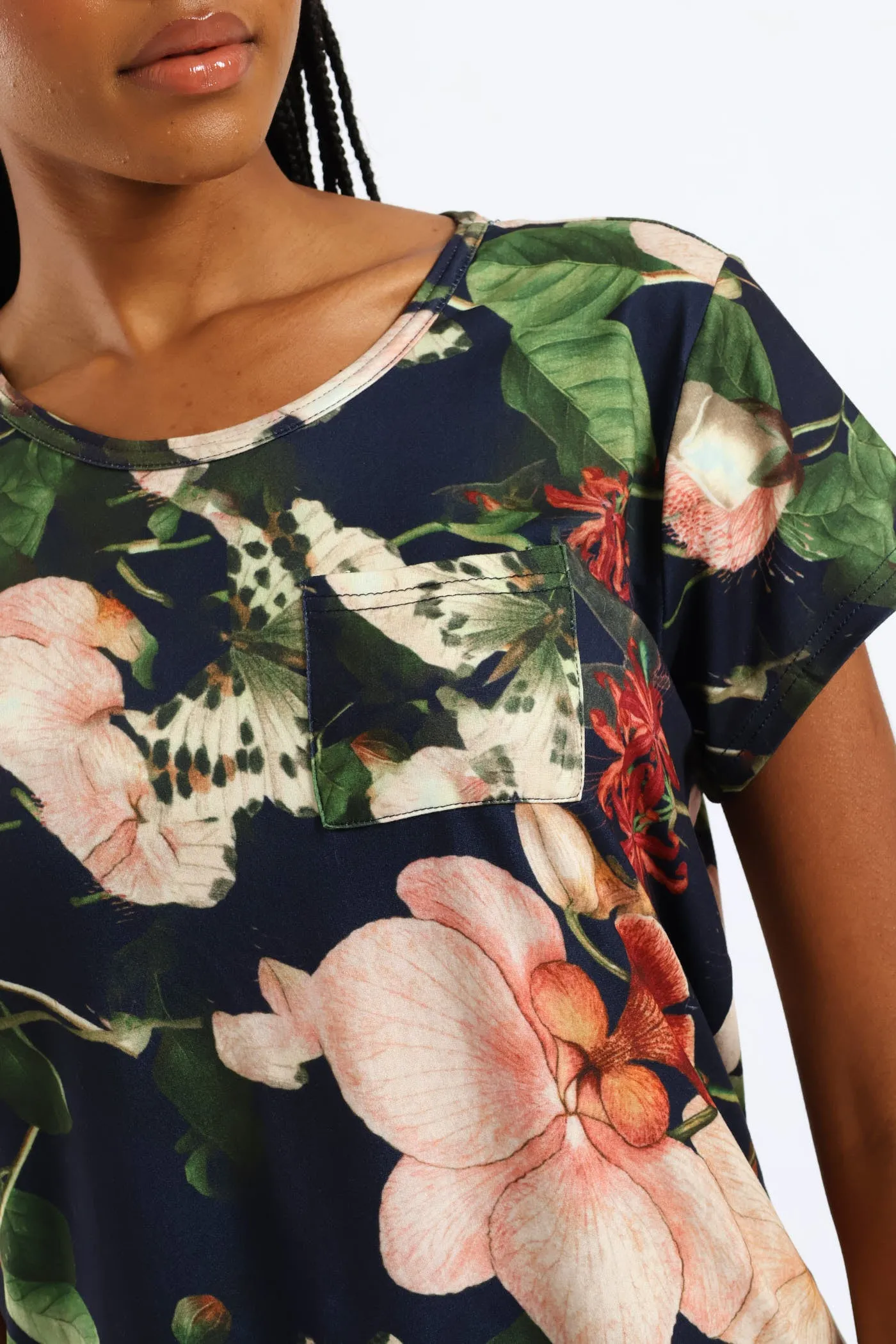Floral Printed Pocket Tee - Navy sold by Edgars product image thumbnail 2
