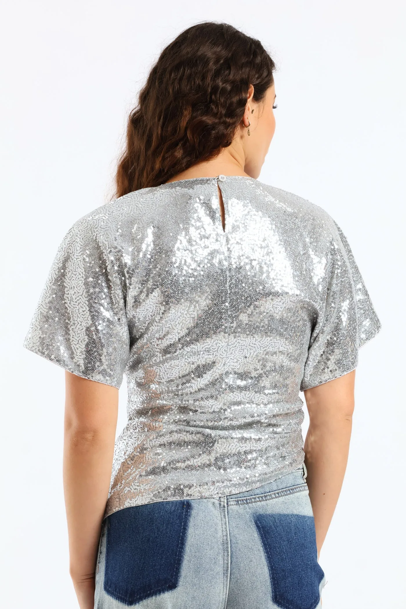 Short Sleeve Woven Sequin Blouse - Silver sold by Edgars product image thumbnail 4
