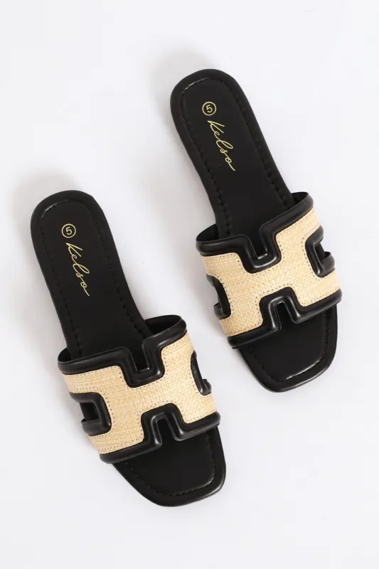 Plain H-Mule Sandal - Black/Cream sold by Edgars