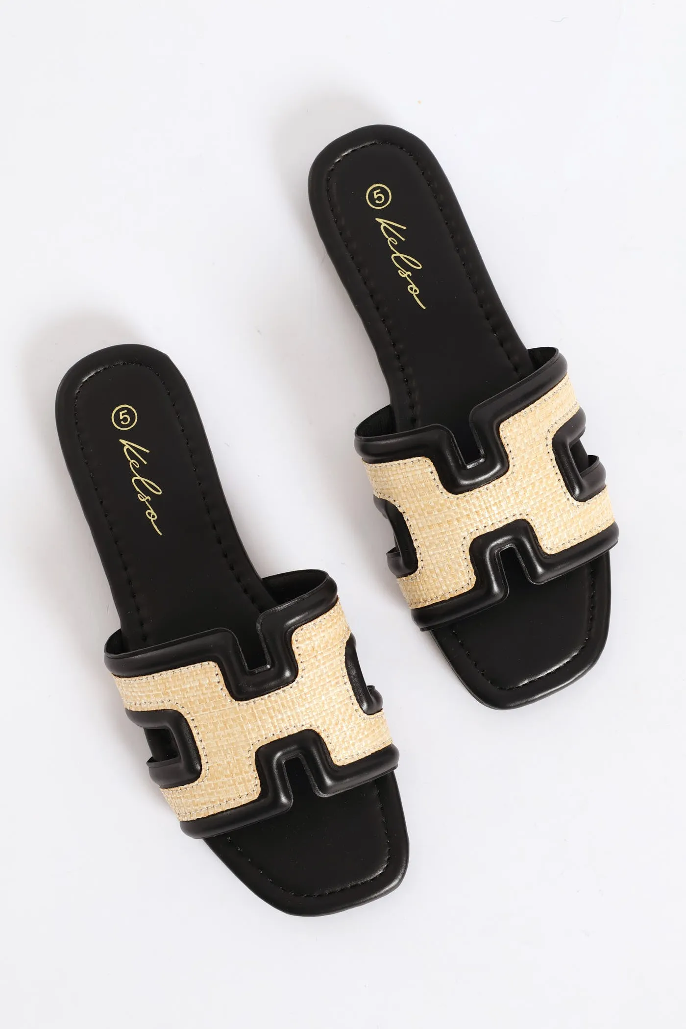 Plain H-Mule Sandal - Black/Cream sold by Edgars