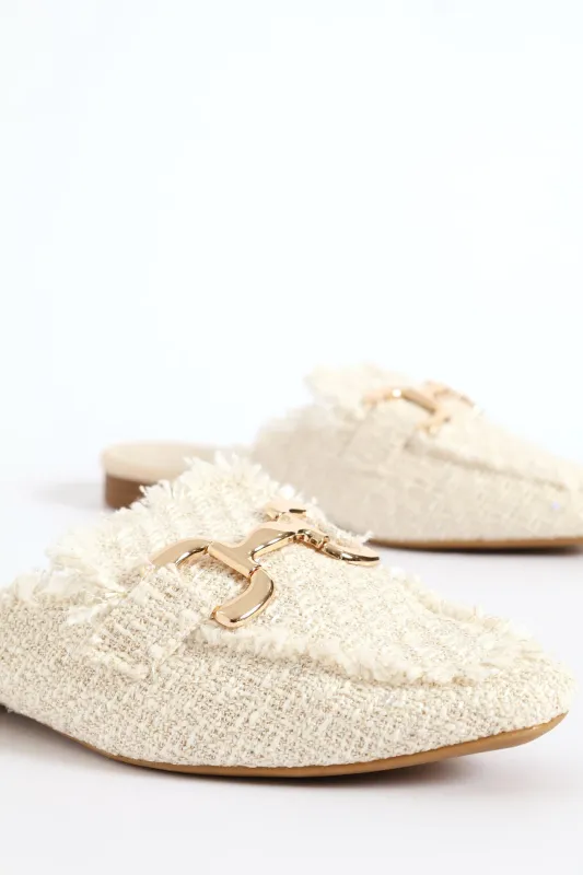 Square Toe Metal Trim Weave Loafer - Off White sold by Edgars