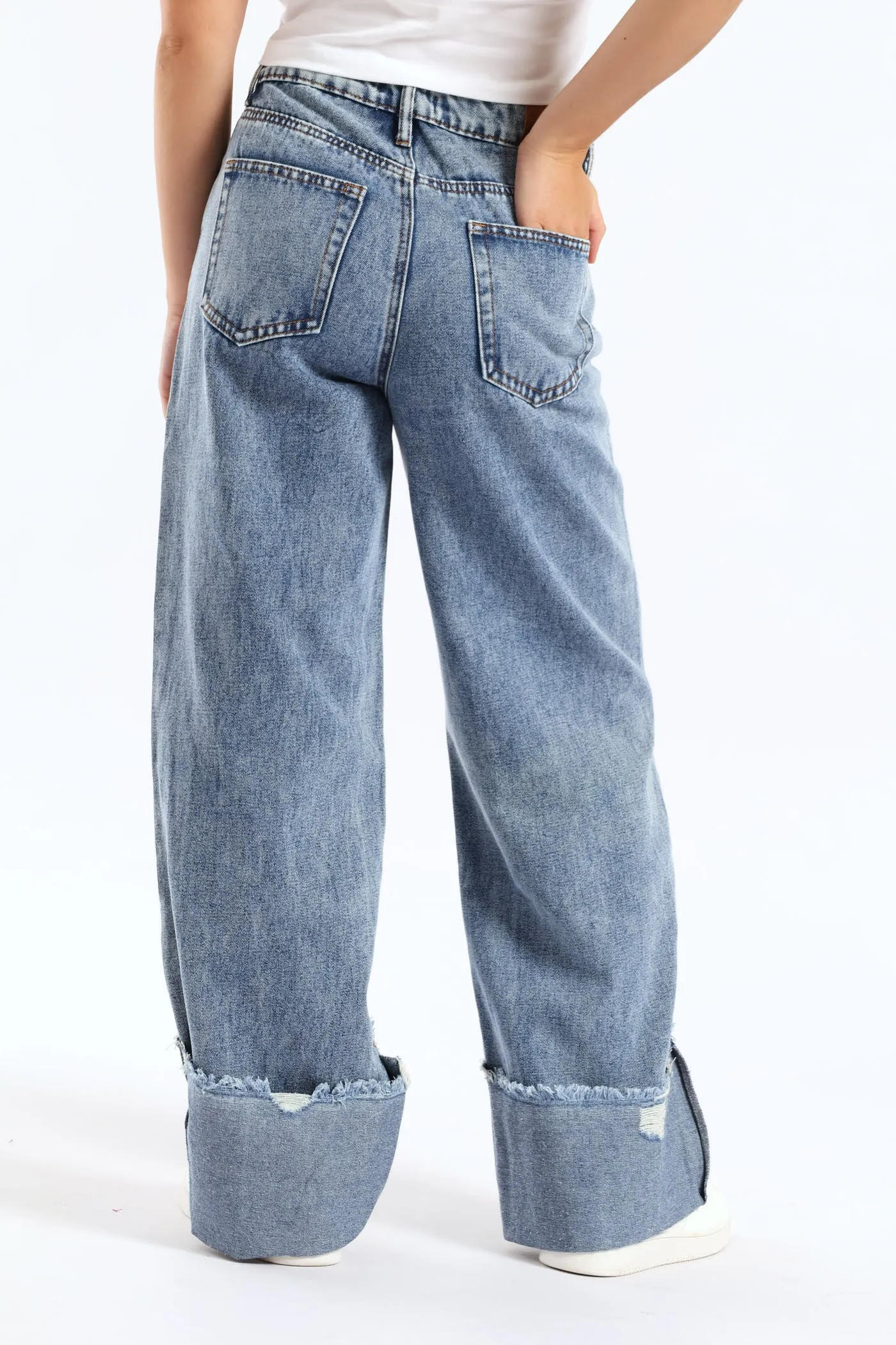 Turn Up Wide Leg Denim - Salty Mid Wash sold by Edgars product image thumbnail 5