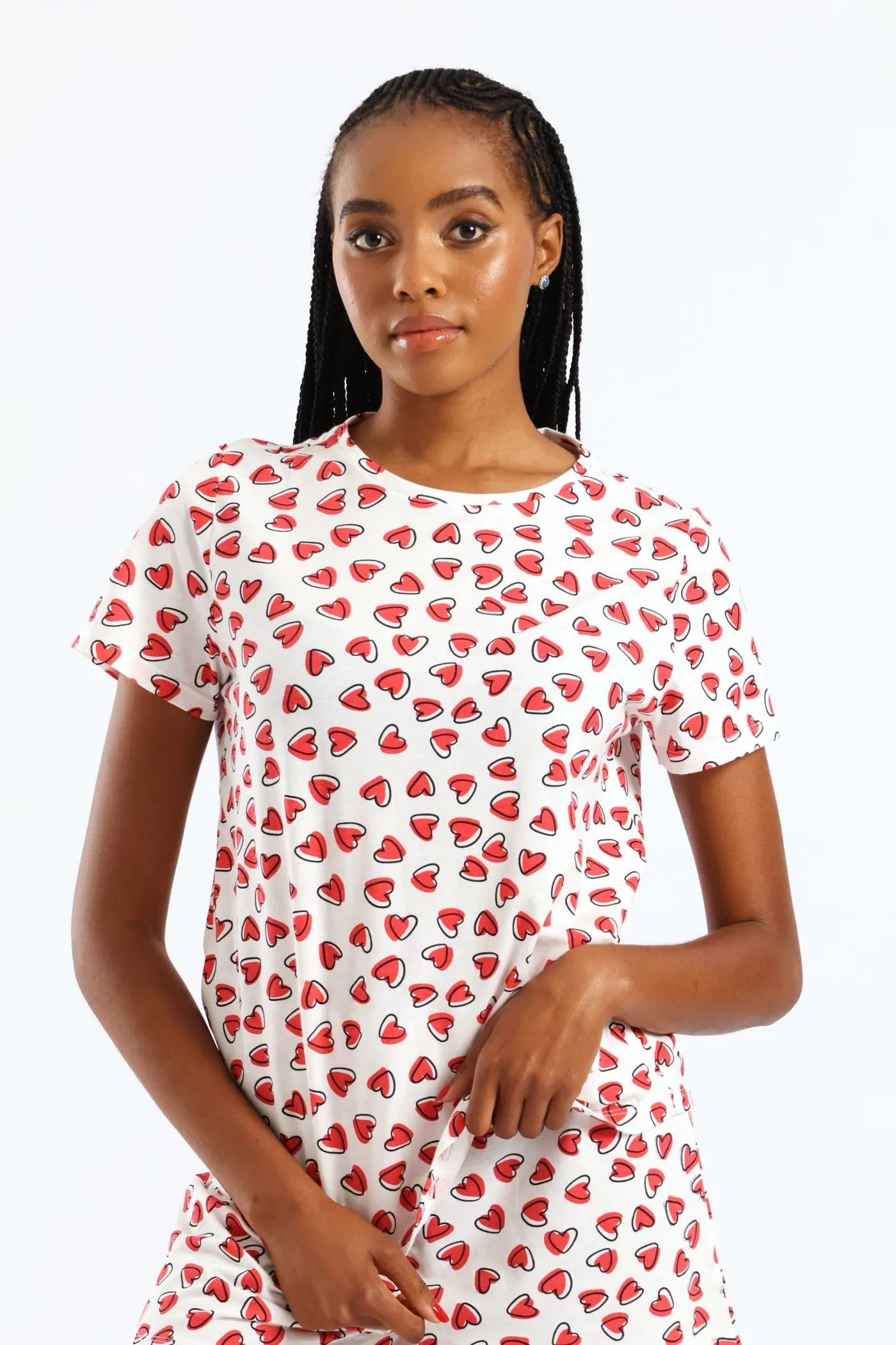 Knit Hearts Top - White/Red sold by Edgars