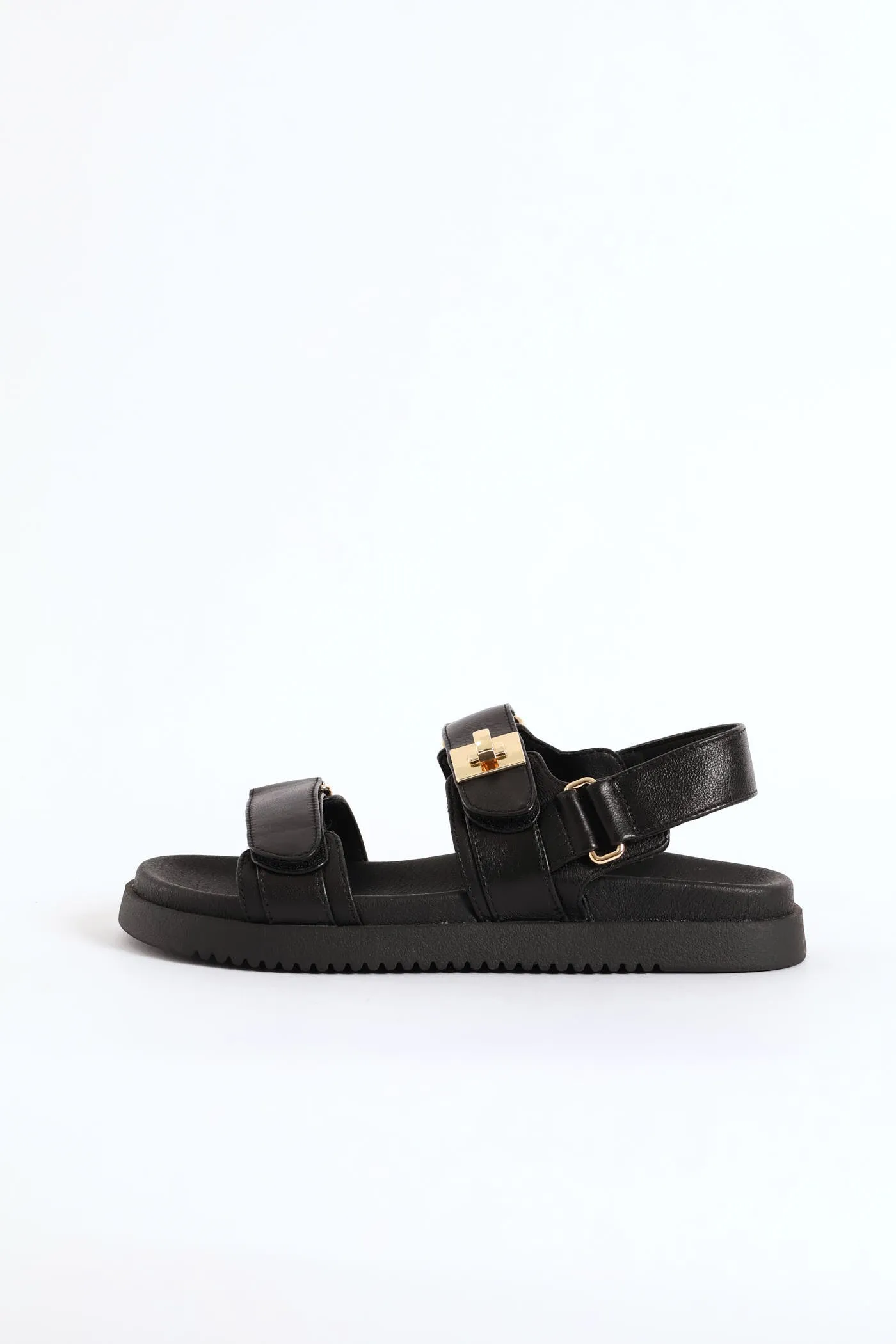 Mona Backstrap Buckle Leather Sandal - Black sold by Edgars