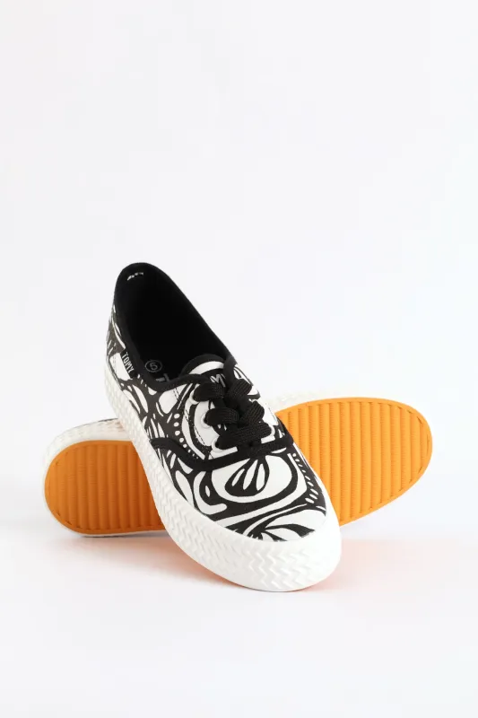 Cresida Canvas Sneaker - Black/White sold by Edgars