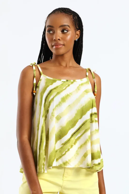Beaded Shoulder Ties Swing Cami - Chartreuse sold by Edgars