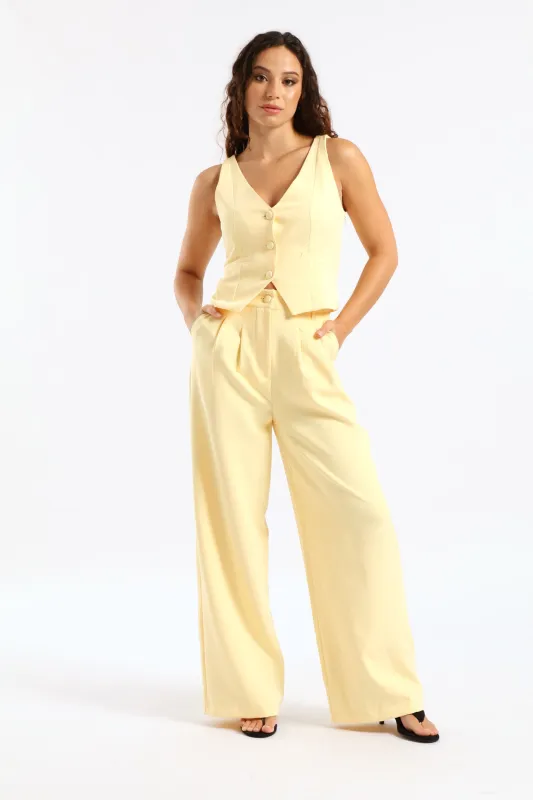 Pleated Trouser - Pastel Yellow sold by Edgars