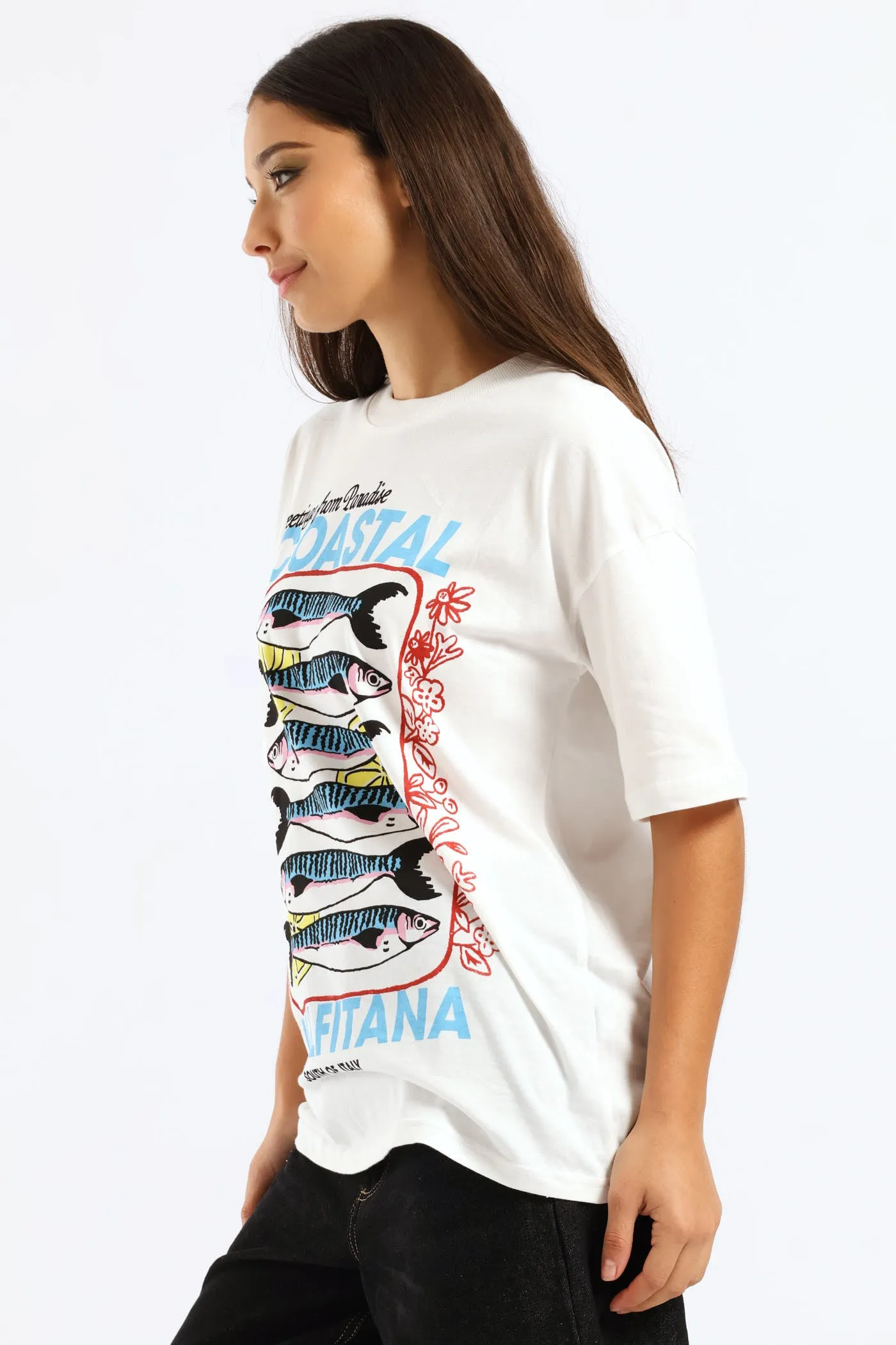 Oversized Sardine Printed Tee - White sold by Edgars product image thumbnail 4